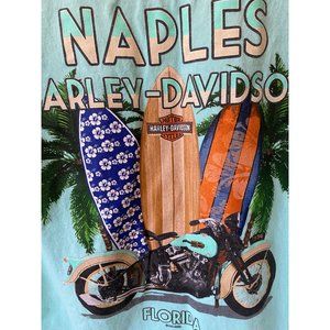 Harley-Davidson Naples light blue green t-shirt surfboards motorcycle men L